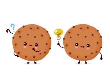 Soru işaretli şirin, mutlu çikolatalı kurabiye.