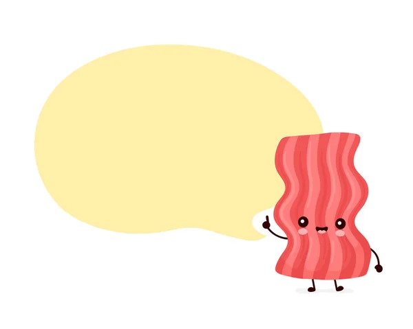 Lindo tocino divertido feliz con burbuja de habla — Vector de stock