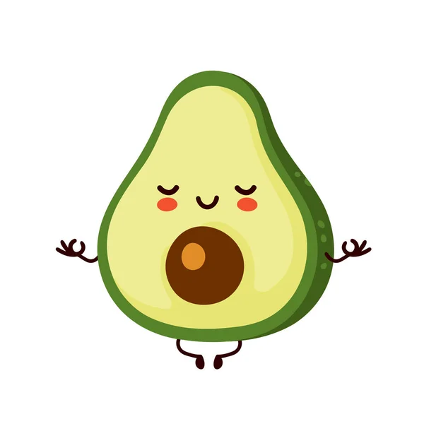 Lindo feliz divertido aguacate meditar — Vector de stock