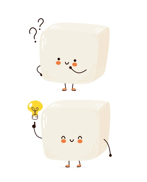Carino felice divertente tofu. Vettore — Vettoriale Stock