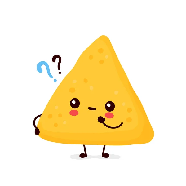Lucu senang nacho lucu dengan tanda tanya - Stok Vektor