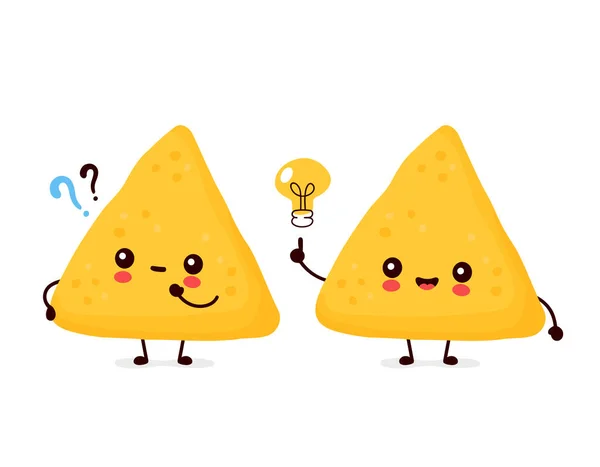 Lindos nachos divertidos felices con signo de interrogación — Archivo Imágenes Vectoriales