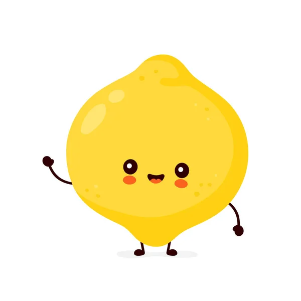 Cute happy funny lemon fruit — Stock Vector