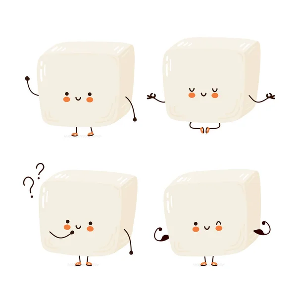 Mignon heureux drôle collection jeu de tofu — Image vectorielle