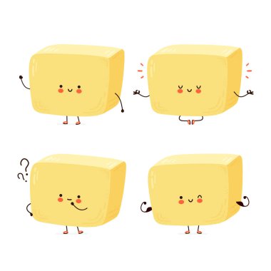 Sevimli mutlu tereyağı karakter seti koleksiyonu