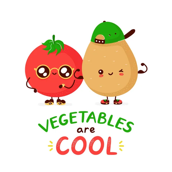 Милий смішний щасливий помідор і картопля — стоковий вектор