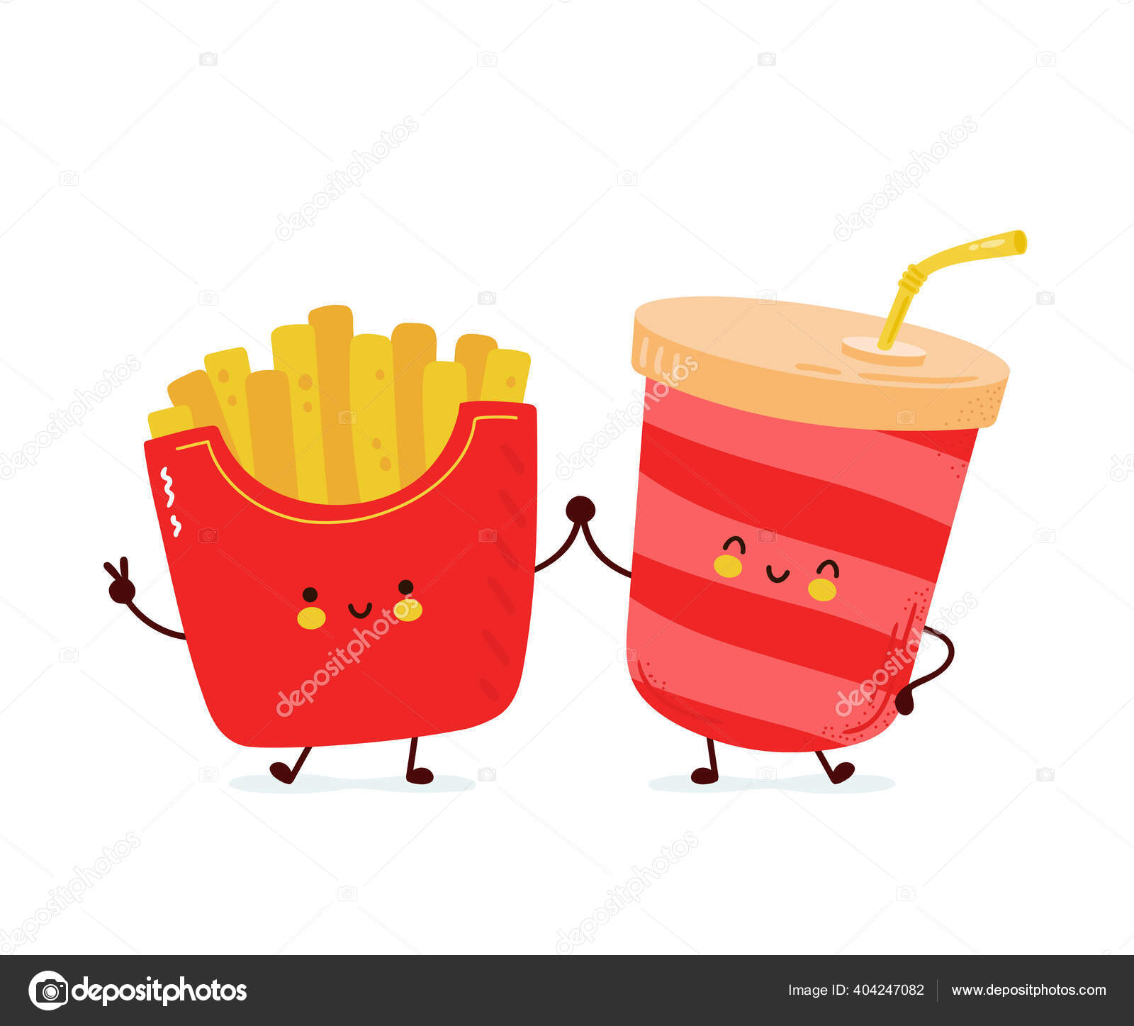 Cute happy french fries and soda water Stock Vector Image by ©Kahovsky  #404247082