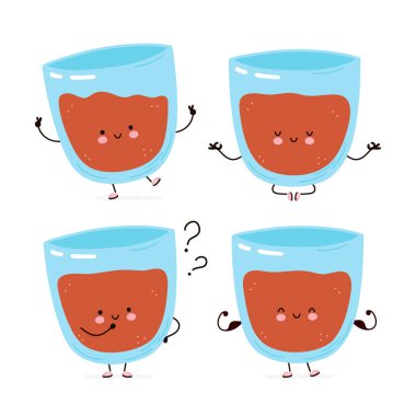 Sevimli, mutlu, çikolatalı süt koleksiyonu.