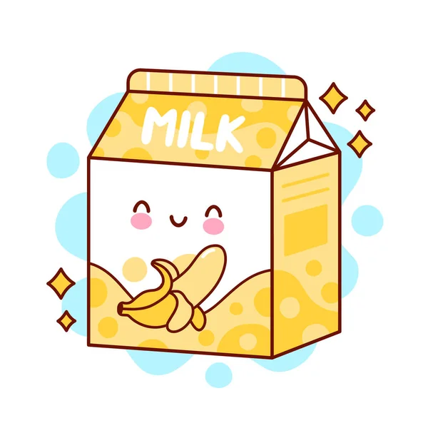 Bonito feliz engraçado sabor leite de banana — Vetor de Stock