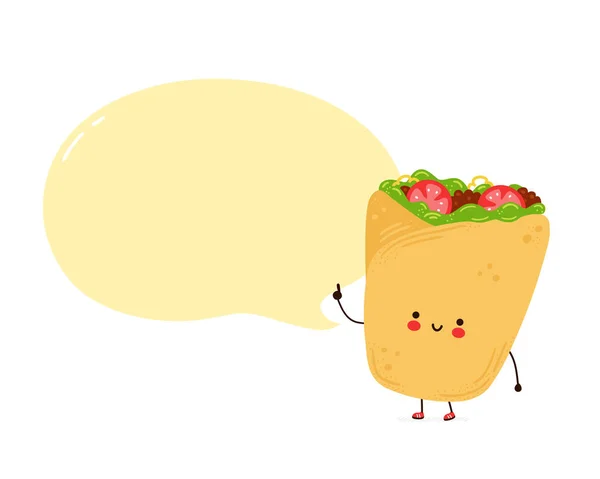 Burrito feliz bonito com bolha de fala — Vetor de Stock