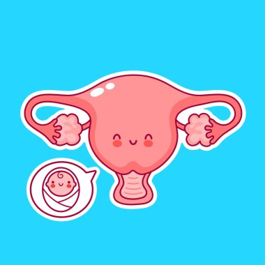 Sevimli, mutlu, komik kadın rahmi.