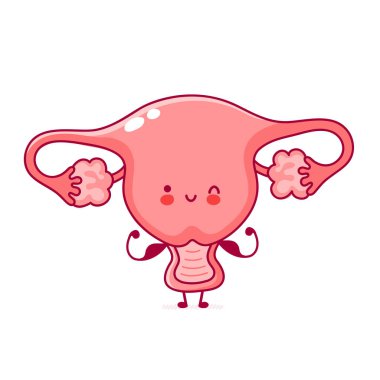 Sevimli, mutlu, komik bir kadın rahminde kas gücü var.