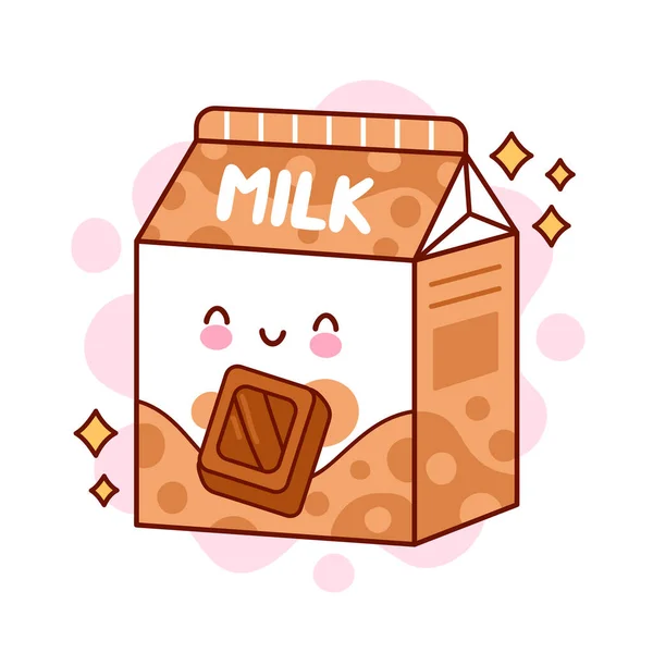 सुंदर आनंदी मजेदार चॉकलेट दूध — स्टॉक व्हेक्टर