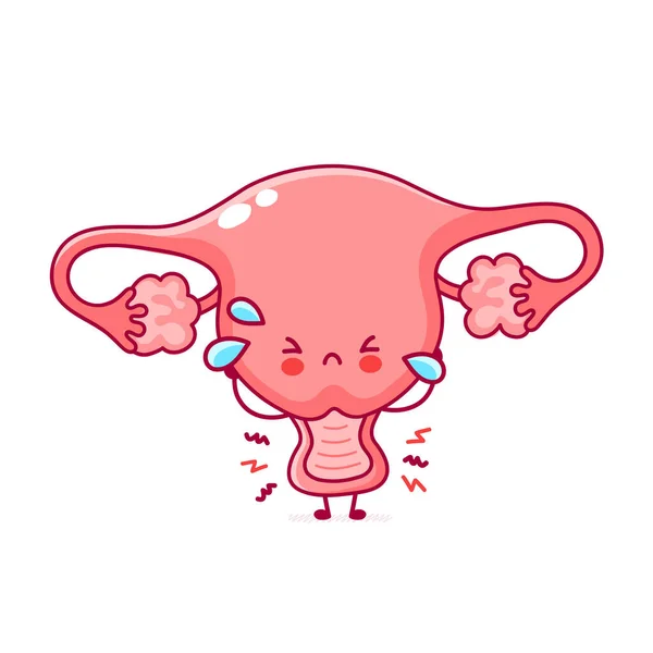 Leuke trieste grappige vrouw baarmoeder orgaan — Stockvector