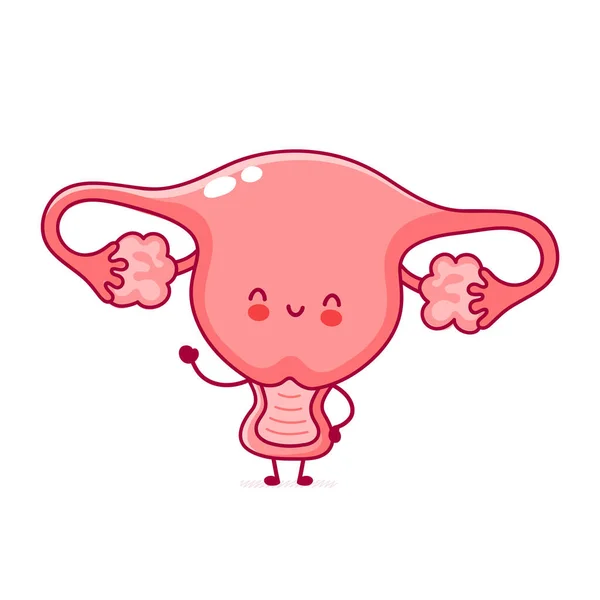 Cute happy funny woman uterus organ — Stock Vector