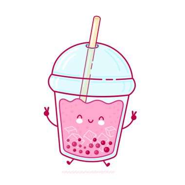 Şirin, mutlu, komik çay fincanı atlayışı