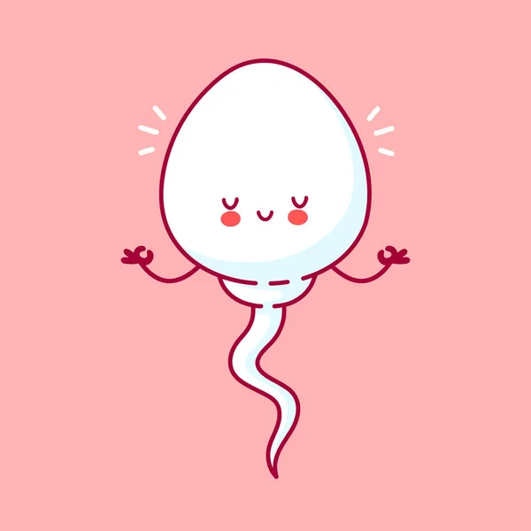 Cute happy funny sperm cell meditate — Stock Vector