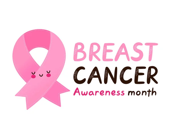 Mes de conciencia del cáncer de mama bandera de cinta rosa — Vector de stock