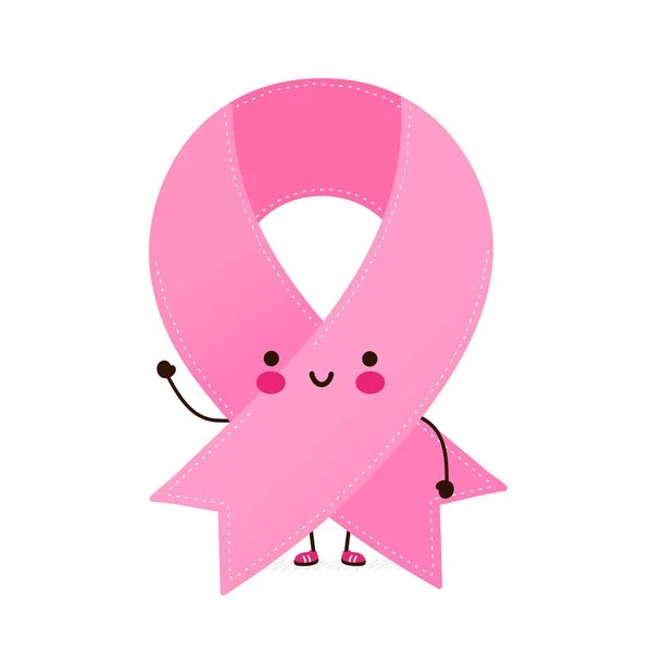Schattig vrolijk grappig roze lint karakter — Stockvector