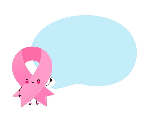 Aranyos rózsaszín szalag karakter beszéd buborék. — Stock Vector