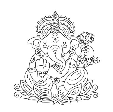 Ganesh Hint Tanrısı karakteri. Vektör karikatürü 