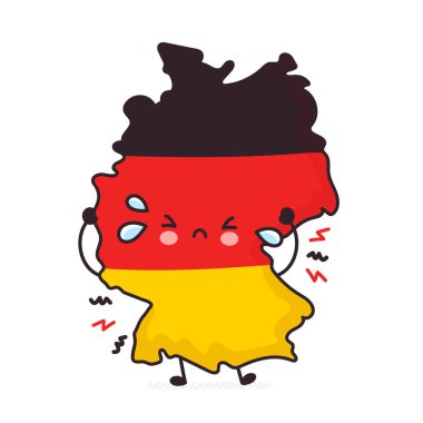 Sevimli üzgün komik Almanya haritası ve bayrak karakteri