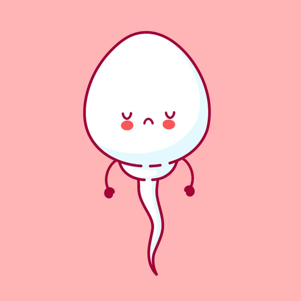 Şirin, üzgün, komik sperm hücresi. Vektör düzlüğü