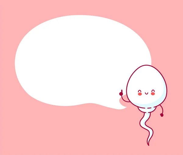Leuke vrolijke grappige sperma cel met spraakbel — Stockvector