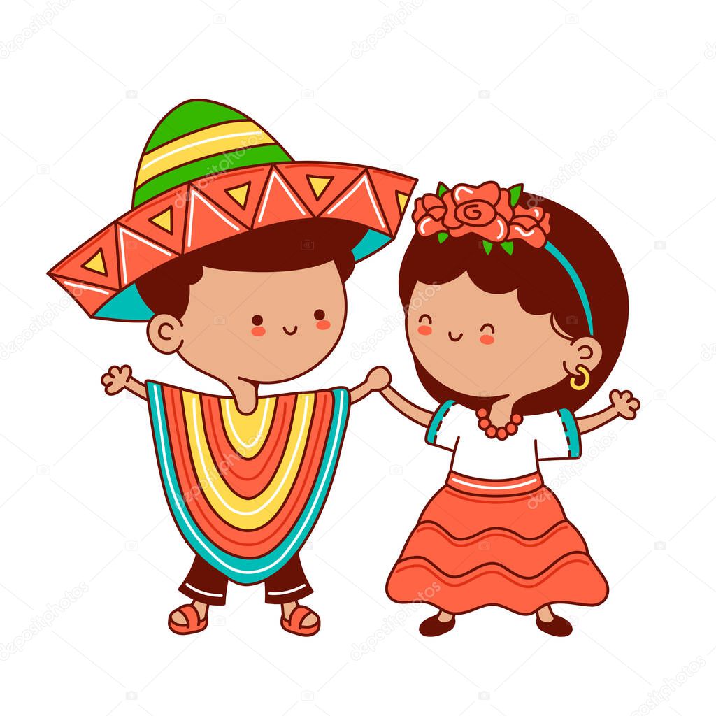 Kids in traditional mexican costume