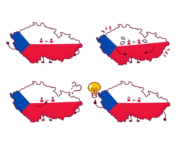Cute szczęśliwy śmieszne Czech Republic map — Wektor stockowy