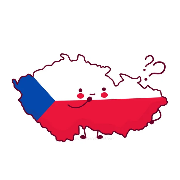 Cute szczęśliwy śmieszne Czechy mapa i flaga — Wektor stockowy