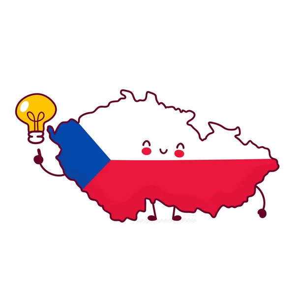 Cute szczęśliwy śmieszne Czechy mapa i flaga — Wektor stockowy