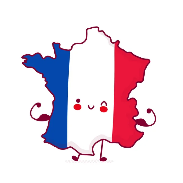 Sevimli, mutlu, güçlü Fransa haritası. — Stok Vektör