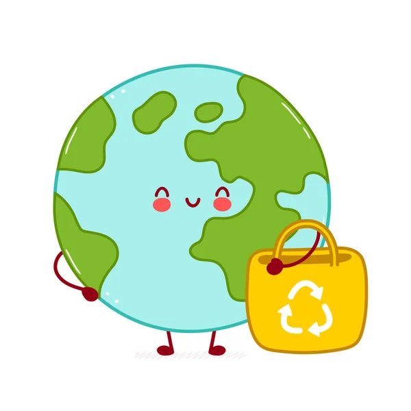 かわいい幸せな面白い地球の惑星のキャラクター — ストックベクタ