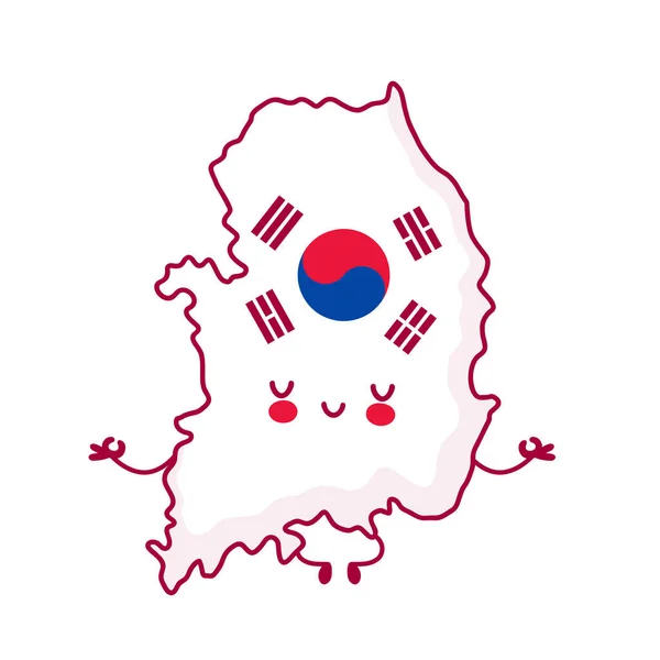 Cute szczęśliwy South Korea mapa i znak flagi — Wektor stockowy