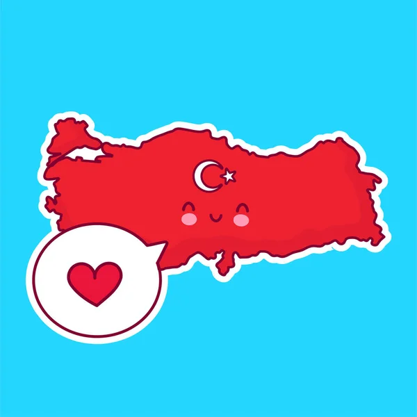 Χαριτωμένο χαρούμενο αστείο χάρτη Τουρκία και σημαία — Διανυσματικό Αρχείο