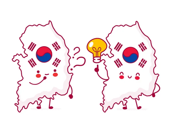 Cute szczęśliwy śmieszne Korea Południowa mapa — Wektor stockowy