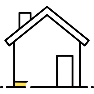 Kapısı ve çatısı olan basit bir tasarımın çizildiği minimalist bir çizgi. Gayrimenkul, ev dekorasyonu veya mimari projelerde kullanım için ideal.