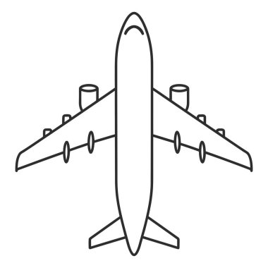 Basit Tasarım Tarzı Uçak Ticari Ulaşım Havayolu İzole Tasarım Elemanı