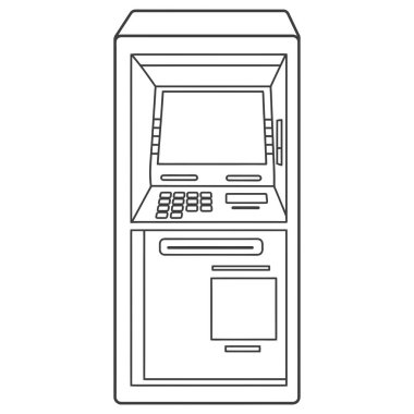 Minimalist Taslak ATM Makine Bankası Terminal Finans Aktarım Simgesi