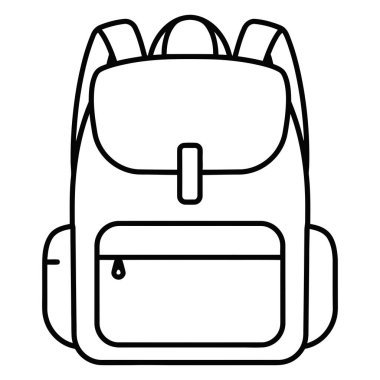 Basit Satır Sanatı Sırt Çantası Özet Okul Malzemeleri Simgesi