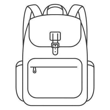 Basit Satır Sanatı Sırt Çantası Ön Okul Çantası Taslak Simgesi