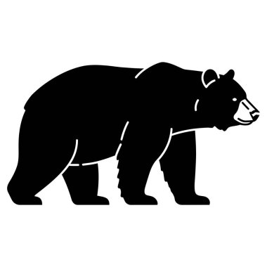 Siyah Ayının Minimalist Silueti Yürüyor Vahşi Hayvan Simgesi