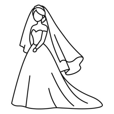Peçeli Gelinlik Giyen Minimalist Çizim Gelini Resmediyor