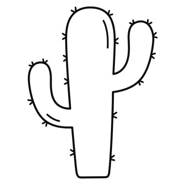 Dikenli Basit Çizgi Çizgi Film Biçimli Kaktüs Çöl Bitki Simgesi
