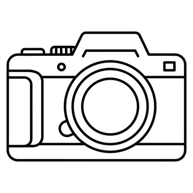 Basit Dış Hatlar Biçimi Ayrıntılı Kamera İllüstrasyonu ve Grafik Tasarım Elemanı