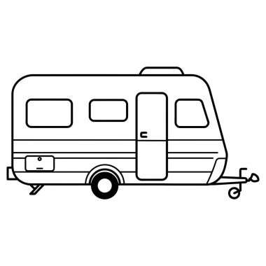 Basit Taslak Mobil Ev Aracı Resimleri İzole Edilmiş Clipart