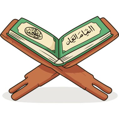 Ayrıntılı Çizim Tahta Din Konsepti Açık Kur 'an Kitabı