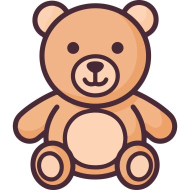 Çocuk Arkadaş Canlısı Tasarım Elemanı için Düz Stil Şirin Oyuncak Ayı Çizimi