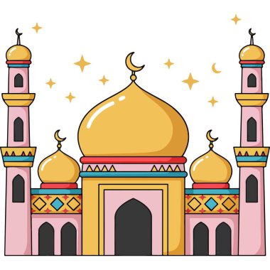 Kubbe ve Ramazan Kulesi ile Şirin El Çizimi Cami Resimleri